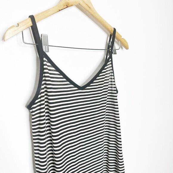 n:PHILANTHROPY STRIPED Tank midi DRESS black white cotton womens large L - Picture 3 of 7